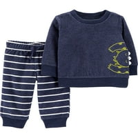 Çocuk Benim Carters tarafından Bebek Erkek Kapşonlu Uzun Kollu Tişört ve koşucu pantolonu, 2 Parça Kıyafet Seti