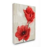 Stupell Endüstrileri Yumuşak Petal Gelincikler Kırmızı Bej Çiçek Boyama Tuval Duvar Sanatı Tasarım Daphne Polselli,