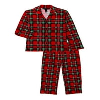 Eşleşen aile Noel pijama çocuklar çentik yaka Tartan 2 parçalı pijama takımı