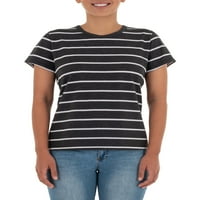Zaman ve Tru kadın Çizgili Kısa Kollu Şantuk Ekip Boyun T-Shirt