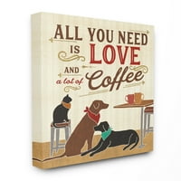 İhtiyacınız olan Tek Şey Aşk ve Kahve Kediler Köpek Tuvalleri Duvar Sanatı Veronique Charron