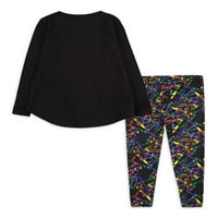 Crayola Yürümeye Başlayan ve Küçük Kızlar Uzun Kollu grafikli tişört ve Tayt, 2 Parça Kıyafet Seti, Boyutları 2T-6X