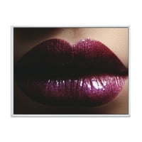 Designart 'Yakın çekim kadın dolgun dudaklar Glitter İle' Modern çerçeveli tuval duvar sanatı baskı