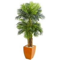 Turuncu Ekicide Neredeyse Doğal 66 Üçlü Areca Palmiye Yapay Ağacı
