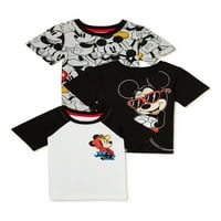 Disney Mickey Mouse Bebek ve Yürümeye Başlayan Çocuk Grafik Tişörtler, 3'lü Paket, Bedenler 12M-5T