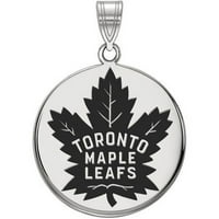 LogoArt Gümüş Rodyum kaplama NHL Toronto Maple Leafs Büyük Emaye Disk Kolye