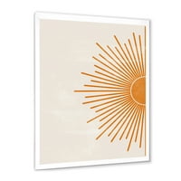 Designart 'Bej Üzerine Turuncu Güneş Baskısı I' Modern Çerçeveli Sanat Baskısı