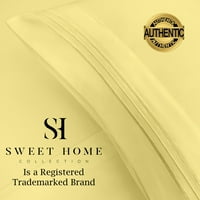 Sweet Home Collection Serisi Çarşaflar - Ekstra Yumuşak Mikrofiber Derin Cep Çarşaf Seti - Soluk Sarı, Tam