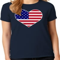 Amerikan Bayrağı Kalp Koleksiyonu kadın Temmuz 4th Yurtsever ABD Bayanlar grafikli tişört-Klasik Kalp