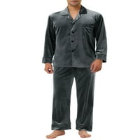 Benzersiz Pazarlık erkek Pijama Uzun Kollu Düğme Aşağı Kadife Pijama Takımı