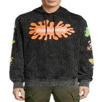 Nickelodeon Mineral Yıkanmış Erkek ve Büyük Erkek Polar Grafik Kapüşonlu Sweatshirt