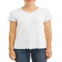 Kadın Kısa Kollu Marul Kenarlı Tişört, Paket