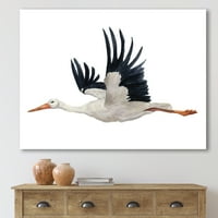Designart 'Beyaz Leylek Ciconia Uçan Kuş ' Geleneksel Tuval Duvar Sanatı Baskı