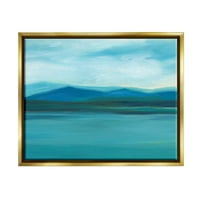 Aptal Bulutlu Mavi Göl Dağ Sahne Manzara Boyama Altın Şamandıra Çerçeveli Sanat Baskı Duvar Sanatı