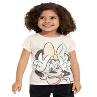 Minnie Mouse Yürümeye Başlayan Kız fermuarlı kapüşonlu kıyafet ve Tişört Seti, 2 Parça, Beden 2T-5T