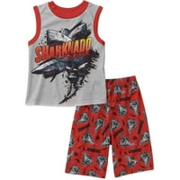Sharknado Erkek Çocuk Kaslı Kolsuz Tişört ve Kısa Pijama Takımı