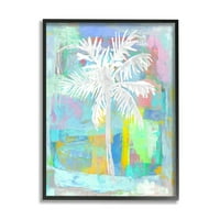 Stupell Industries Tropikal Beyaz Palmiye Ağacı Canlı Fırça Darbeleri Soyut Tasarım Çerçeveli Duvar Sanatı, 30, Tasarım