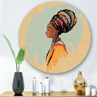 Designart 'Türbanlı Afrikalı Amerikalı Kadın Portresi II' Modern Daire Metal Duvar Sanatı - 11 Disk