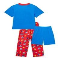 Mario Boys Süper Yumuşak Kısa Kollu Üst, Uzun Pantolon ve Şort, 3 Parçalı Pijama Takımı, 4-10 Beden
