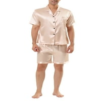 Benzersiz Pazarlık erkek Pijama Kısa Kollu üst ve pantolon Saten Pijama Takımı
