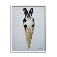 Stupell Industries Boston Terrier Köpek Dondurma Külahı Tatlısı 20, Coco de Paris Tasarımı