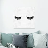 Wynwood Stüdyo Moda ve Glam Duvar Sanatı Tuval Baskılar 'Kirpikleri Kapalı Siyah' Makyaj-Beyaz, Siyah