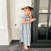 Mila & Emma Kız Çizgili Tişört Maksi Elbise, 4-18 Beden