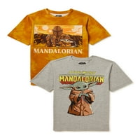 Yıldız Savaşları Mandaloryalı Erkek Kısa Kollu Grafik Tişörtler, 2'li Paket, Beden XS-XXL