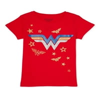 Wonder Woman Kızlar Glitter Grafik Tişört, 4-16 Beden